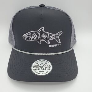 Hooey Habitat Black Charcoal Trucker Hat Fish Stitching 6014T-BKCH NWT